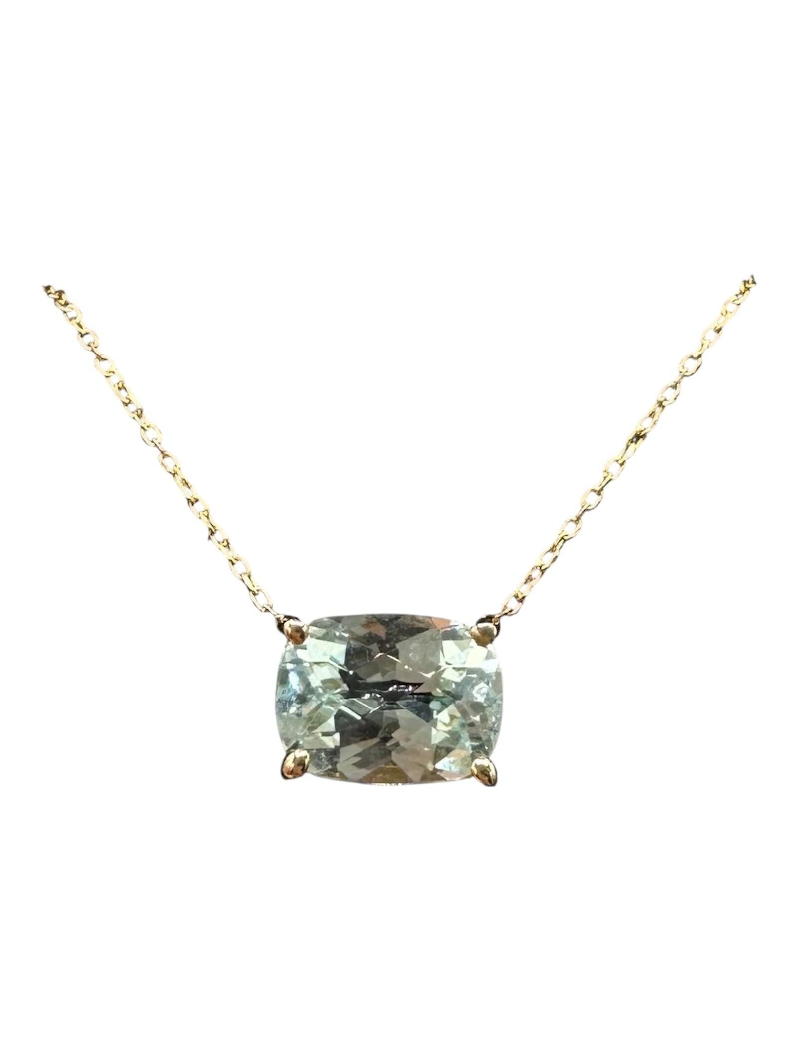 Aquamarine Necklace 14k Yellow Gold 1.31ct 18in New